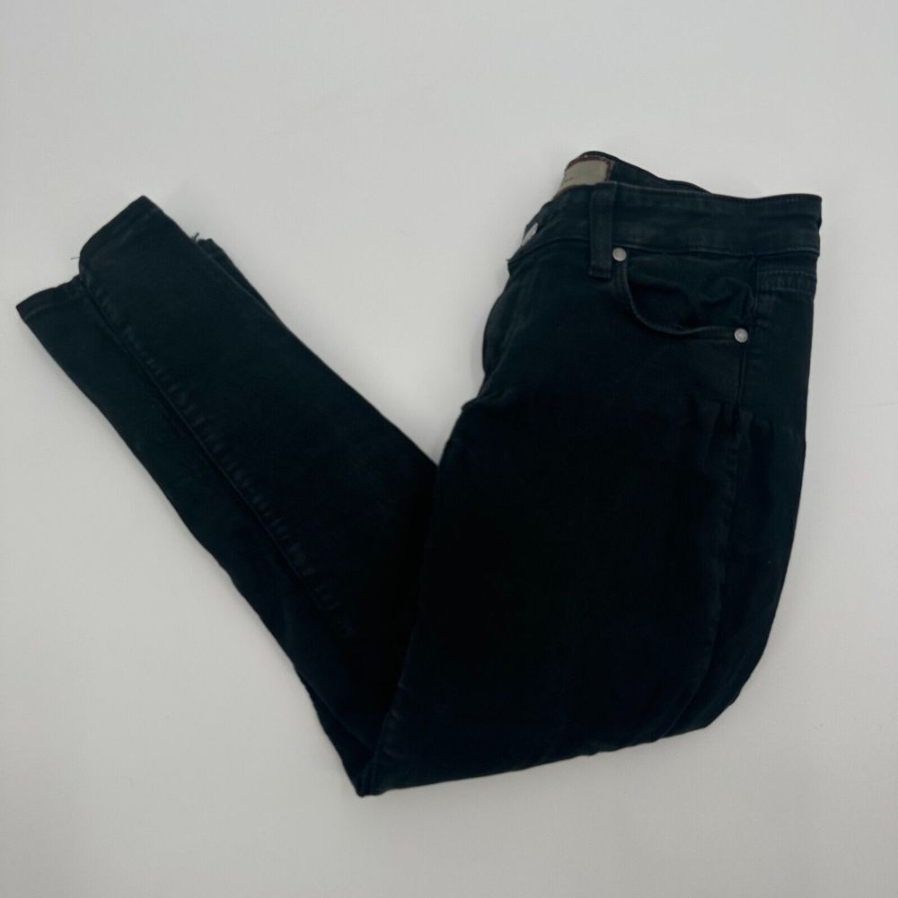 Paige Jeans Women 26 Black Denim Ankle Peg Skinny Leg Stretch Flat Front Outdoor